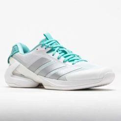 Adidas Adizero Ubersonic 5 Women's White/Silver Metallic/Mint Ton -Walking Shoes US 118500 5